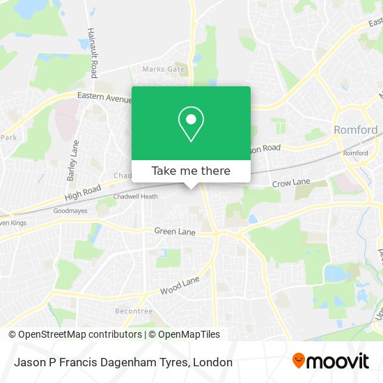 Jason P Francis Dagenham Tyres map