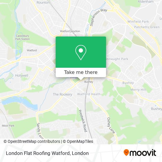 London Flat Roofing Watford map