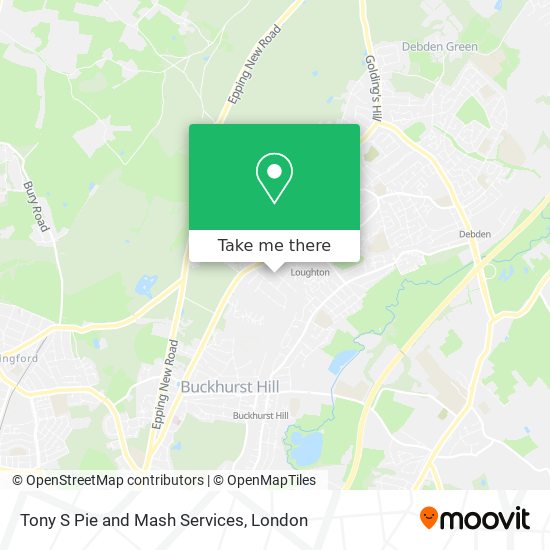 Tony S Pie and Mash Services map