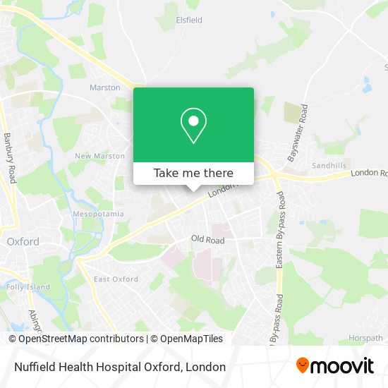 Nuffield Health Hospital Oxford map