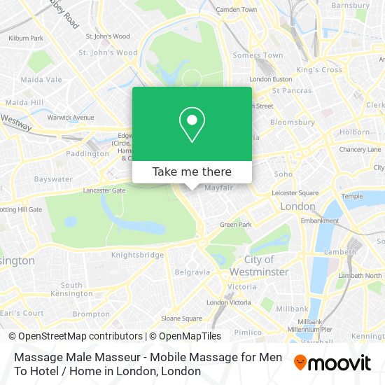Massage Male Masseur - Mobile Massage for Men To Hotel / Home in London map