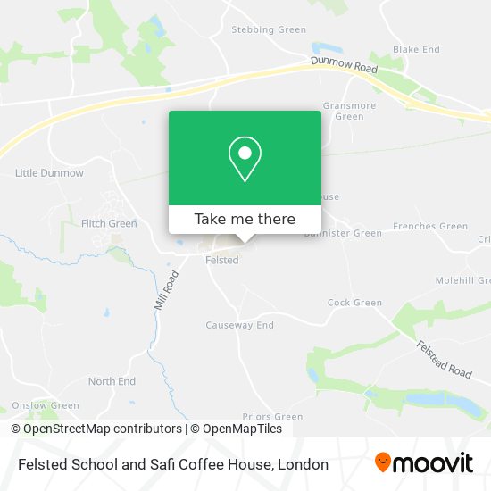 Felsted School and Safi Coffee House map