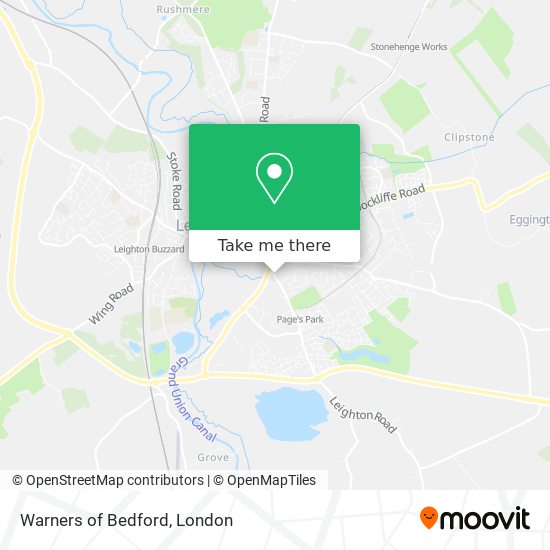 Warners of Bedford map