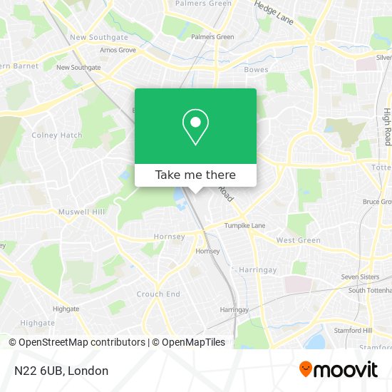 N22 6UB map