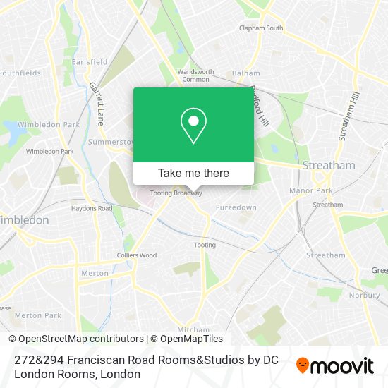272&294 Franciscan Road Rooms&Studios by DC London Rooms map