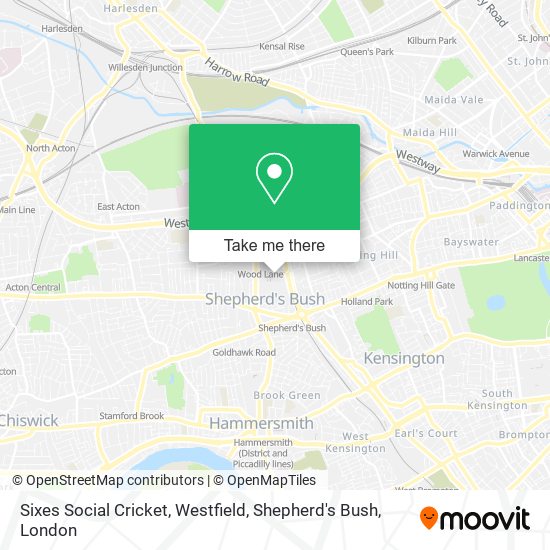 Sixes Social Cricket, Westfield, Shepherd's Bush map