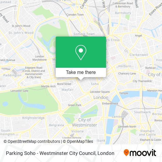 Parking Soho - Westminster City Council map