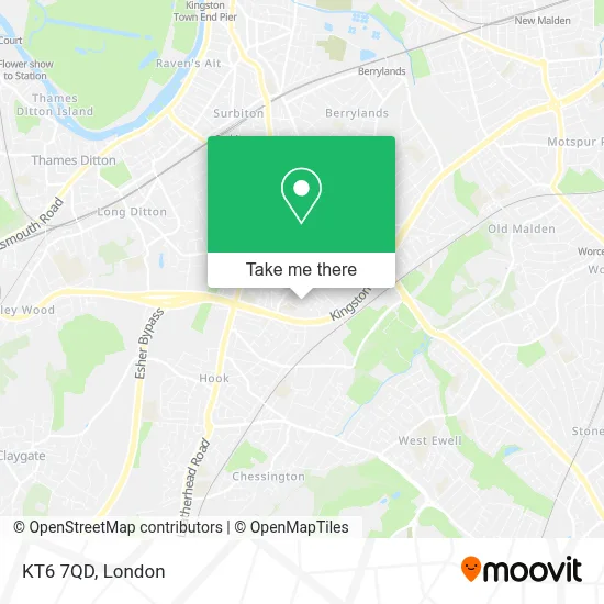 How to Get to KT6 7QD in Surbiton by Bus, Train or Tube?