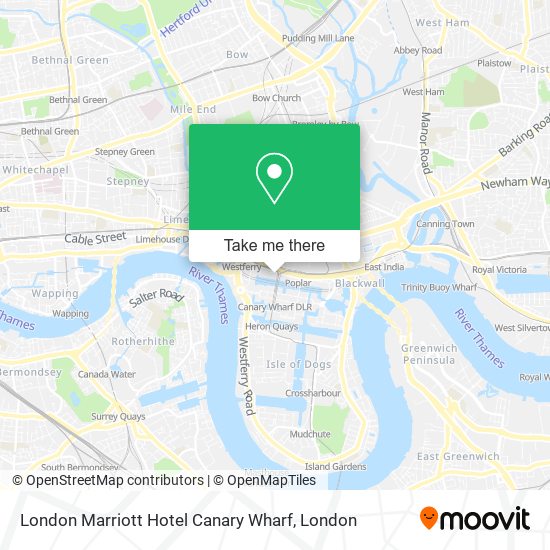 London Marriott Hotel Canary Wharf map