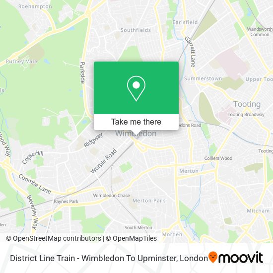 District Line Train - Wimbledon To Upminster map
