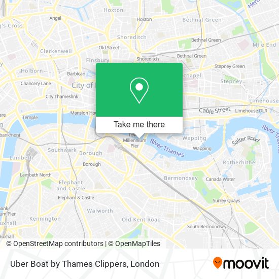 Uber Boat by Thames Clippers map