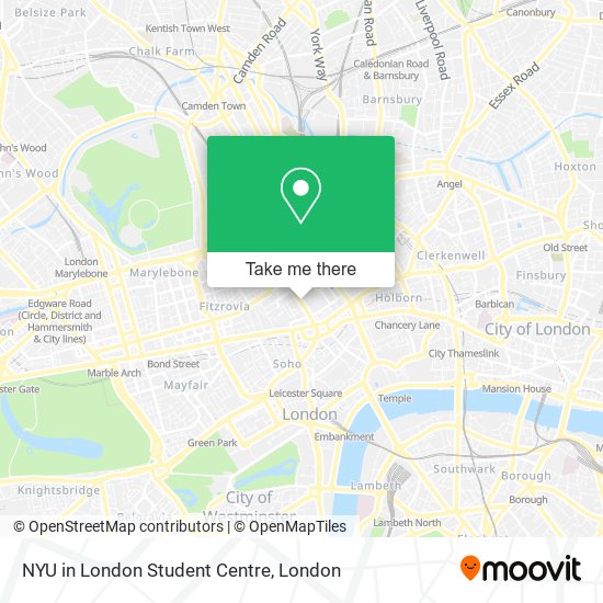NYU in London Student Centre map