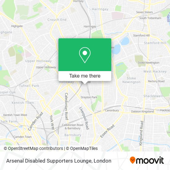 Arsenal Disabled Supporters Lounge map