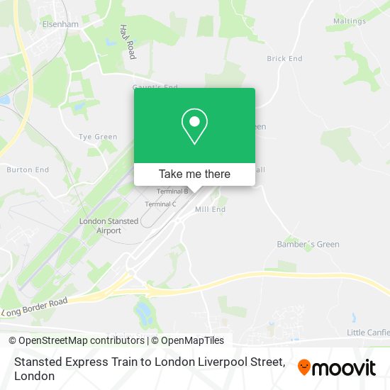 Stansted Express Train to London Liverpool Street map
