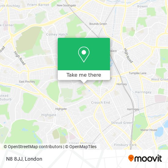 N8 8JJ map