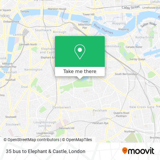 35 bus to Elephant & Castle map