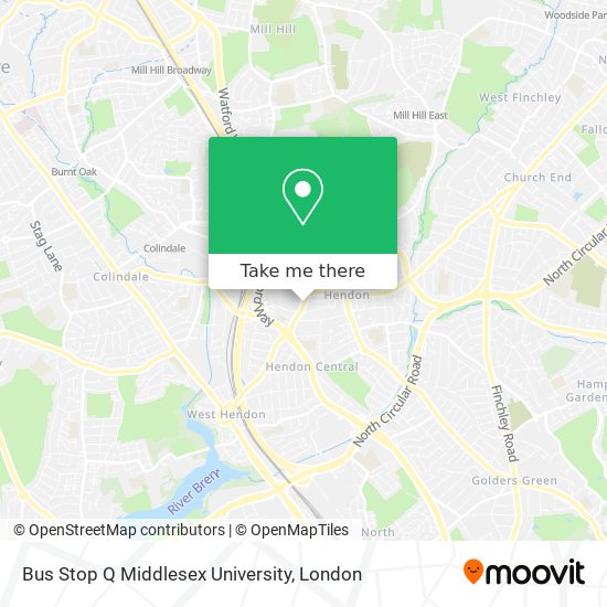 Bus Stop Q Middlesex University map