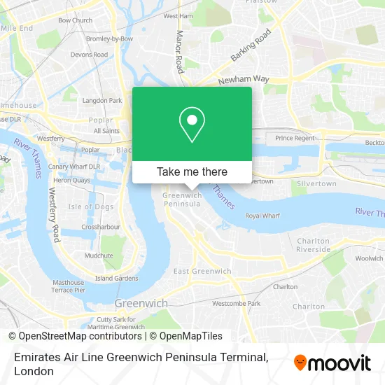 Emirates Air Line Greenwich Peninsula Terminal map
