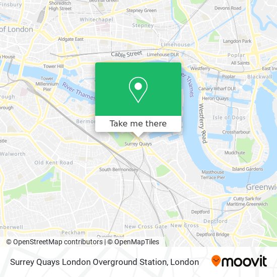 Surrey Quays London Overground Station map