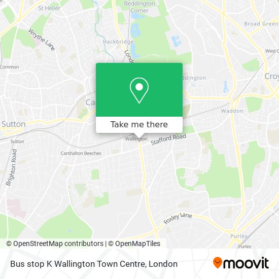 Bus stop K Wallington Town Centre map