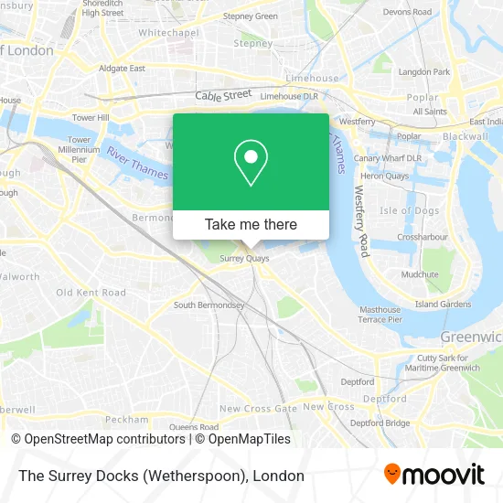 The Surrey Docks (Wetherspoon) map