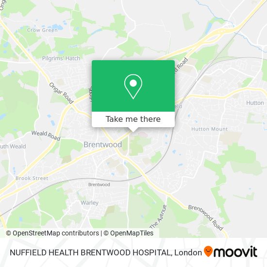 NUFFIELD HEALTH BRENTWOOD HOSPITAL map