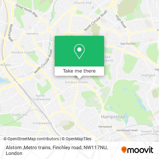 Alstom ,Metro trains, Finchley road, NW117NU map
