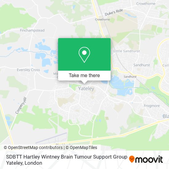 SDBTT Hartley Wintney Brain Tumour Support Group Yateley map