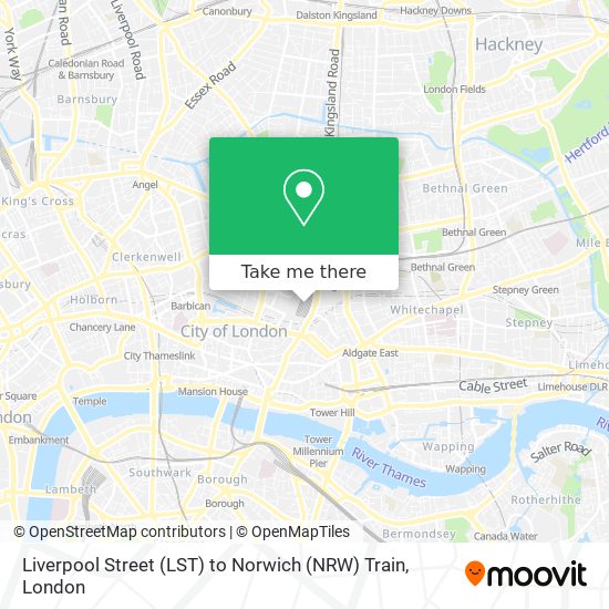 How to get to Liverpool Street LST to Norwich NRW Train in