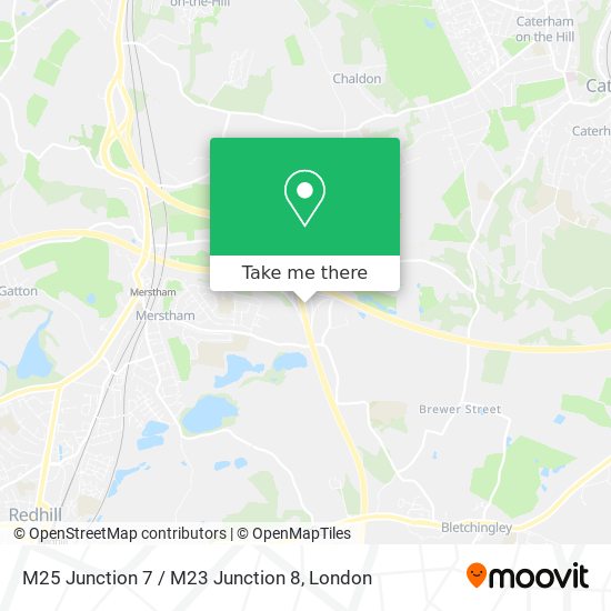 M25 Junction 7 / M23 Junction 8 map