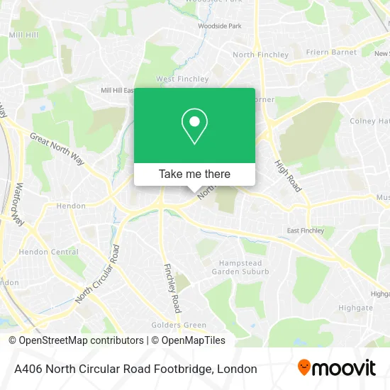 A406 North Circular Road Footbridge map