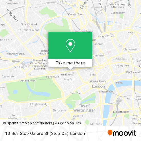 13 Bus Stop Oxford St (Stop OE) map