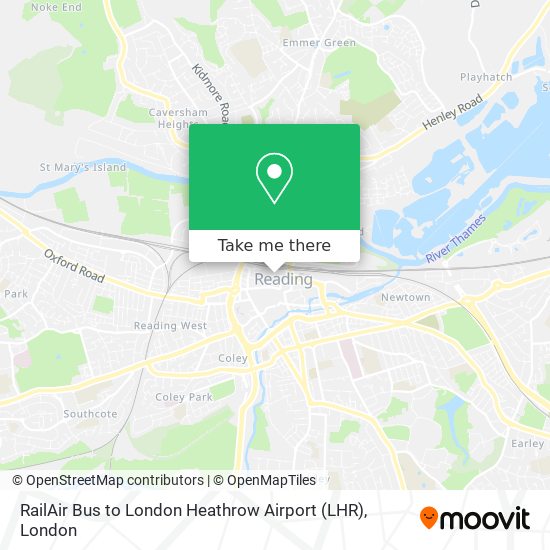 RailAir Bus to London Heathrow Airport (LHR) map