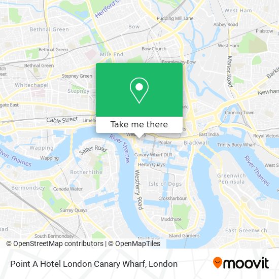 Point A Hotel London Canary Wharf map