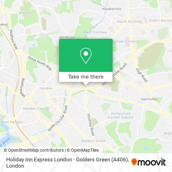 How to get to Holiday Inn Express London - Golders Green (A406) in Finchley  by Bus, Tube or Train?