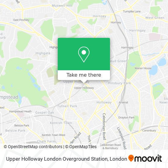 Upper Holloway London Overground Station map