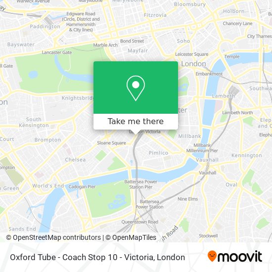 Oxford Tube - Coach Stop 10 - Victoria map