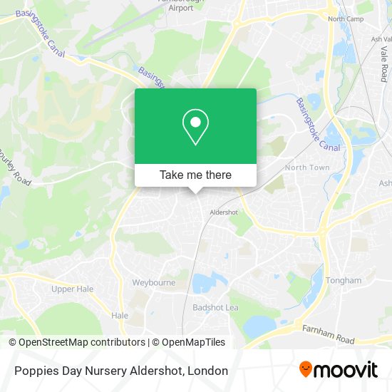 Poppies Day Nursery Aldershot map