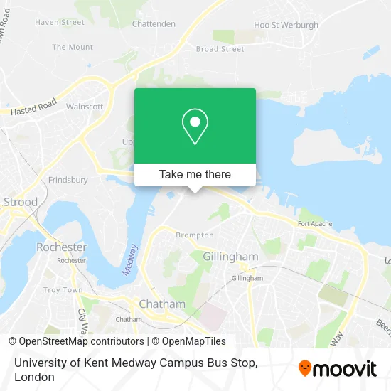University of Kent Medway Campus Bus Stop map