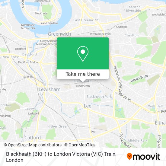 Blackheath (BKH) to London Victoria (VIC) Train map