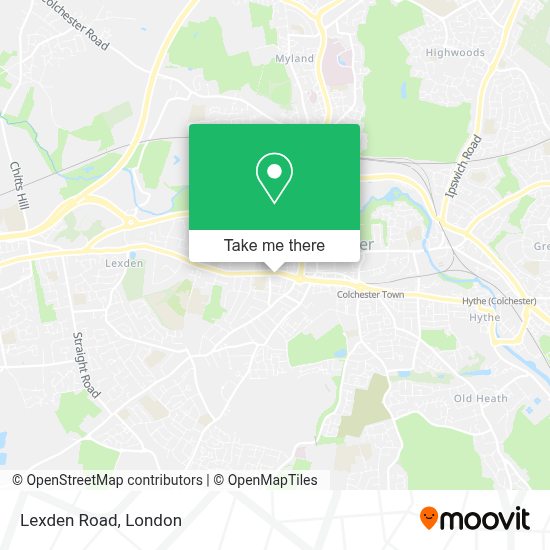 How to get to Lexden Road in Colchester by bus, train or Tube?