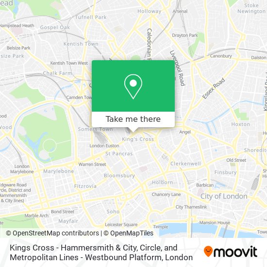 Kings Cross - Hammersmith & City, Circle, and Metropolitan Lines - Westbound Platform map