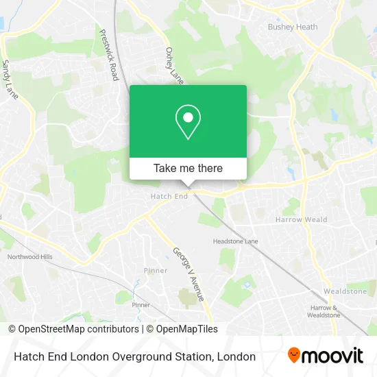 Hatch End London Overground Station map