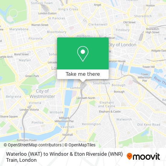 Waterloo (WAT) to Windsor & Eton Riverside (WNR) Train map