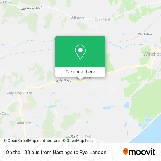 On the 100 bus from Hastings to Rye map