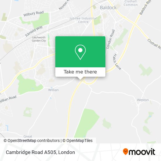Cambridge Road A505 map