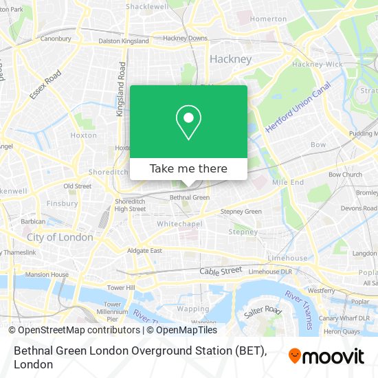 Bethnal Green London Overground Station (BET) map