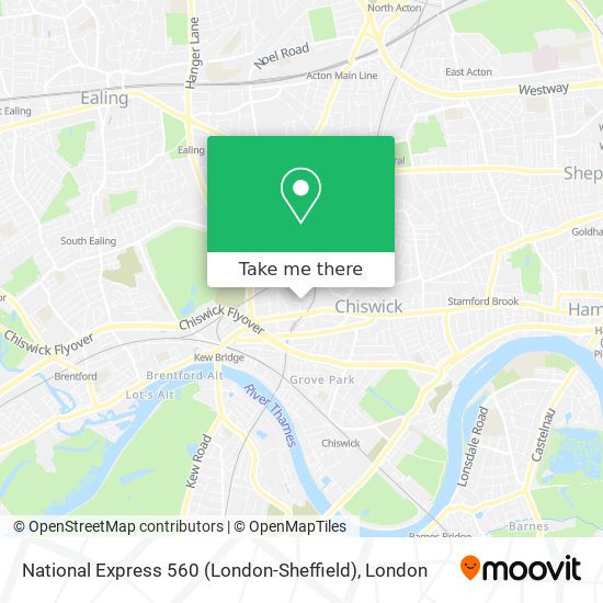 National Express 560 (London-Sheffield) map