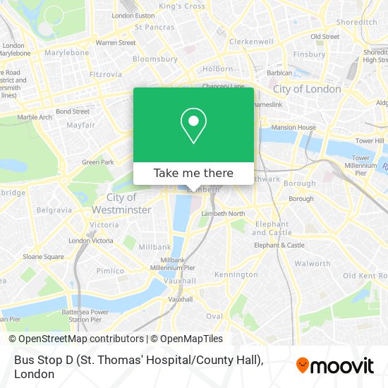 Bus Stop D (St. Thomas' Hospital / County Hall) map