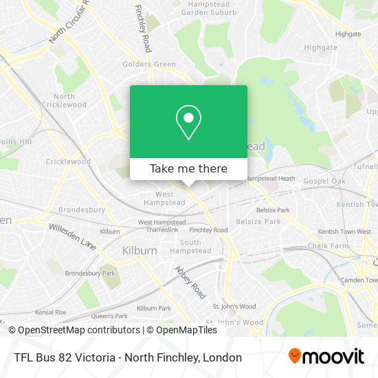 TFL Bus 82 Victoria - North Finchley map